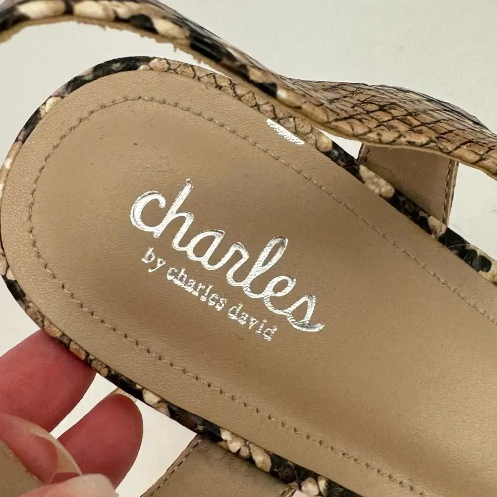 charles by charles david Tan Snake Skin‎ Print Wedge Platform Sandals Sz 11M